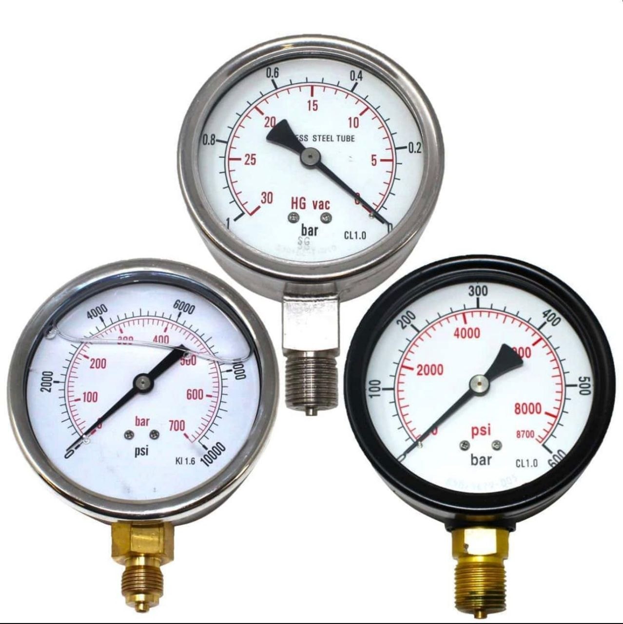 Pressure gauges used during system testing