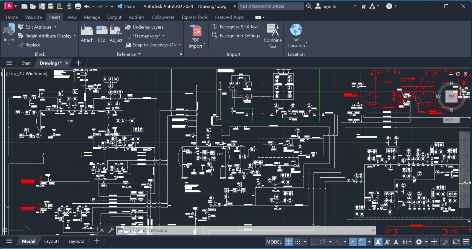 Engineering design drawing and process system layout